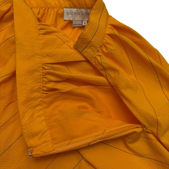 Sachin & Babi Skirt 0 XS Midi Button Front Golden Yellow High Waisted Pinstriped - Picture 4 of 9